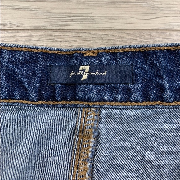 7 For All Mankind Raw Hem Jean Mini Skirt - Picture 6 of 9